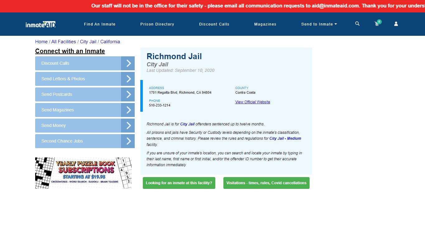 Richmond Jail | Inmate Locator