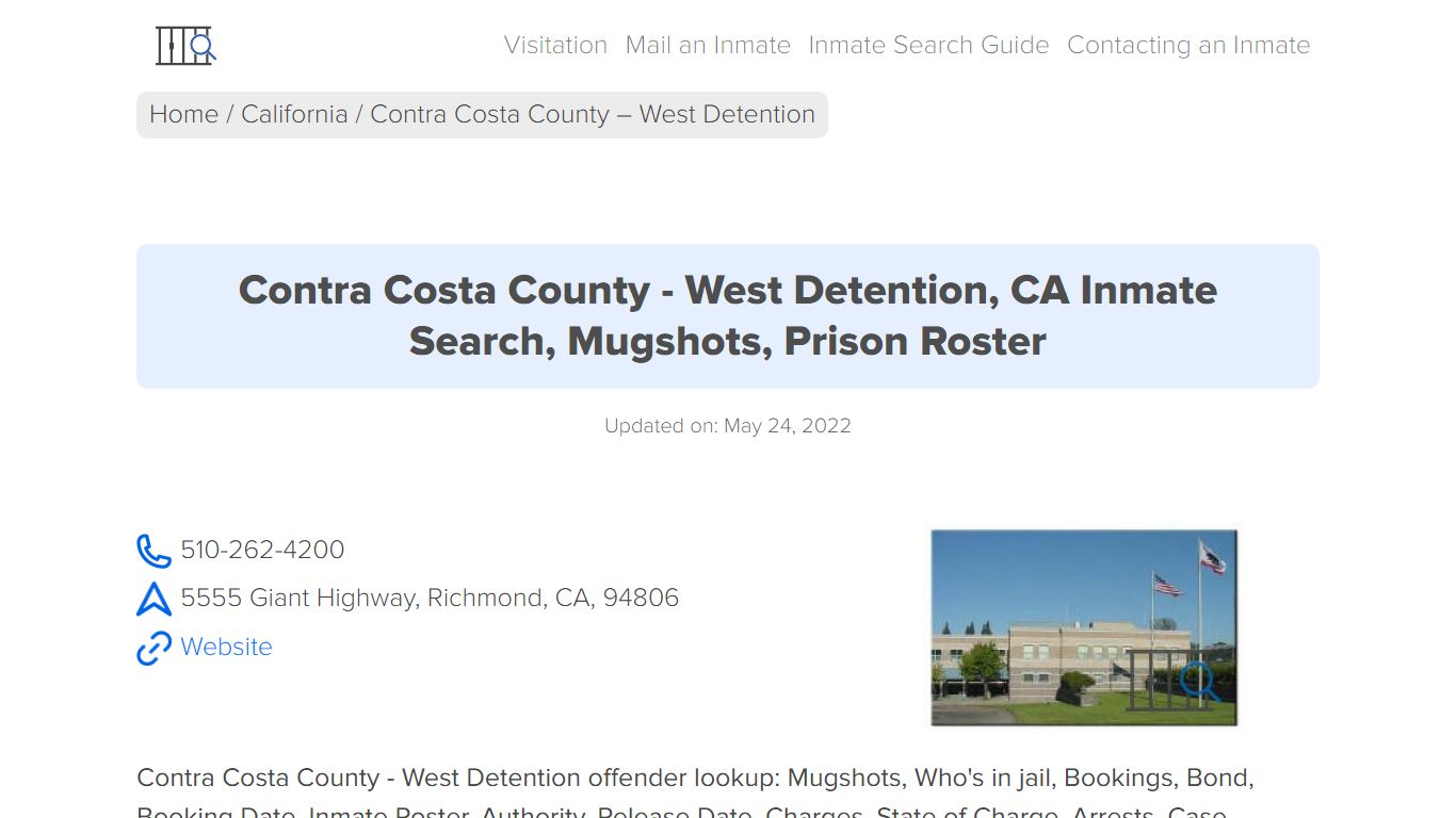 Contra Costa County - West Detention, CA Inmate Search ...